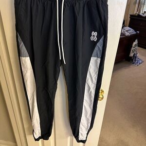 Men’s Psycho Bunnt Navy colorblock jogger pants.  Size Medium